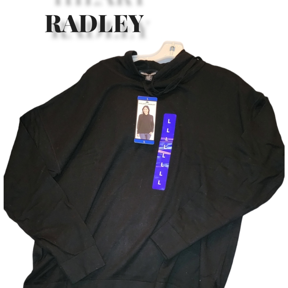 Hilary Radley Long Sleeve Hooded Sweatshirt Black Size Large Reg Fit NWT